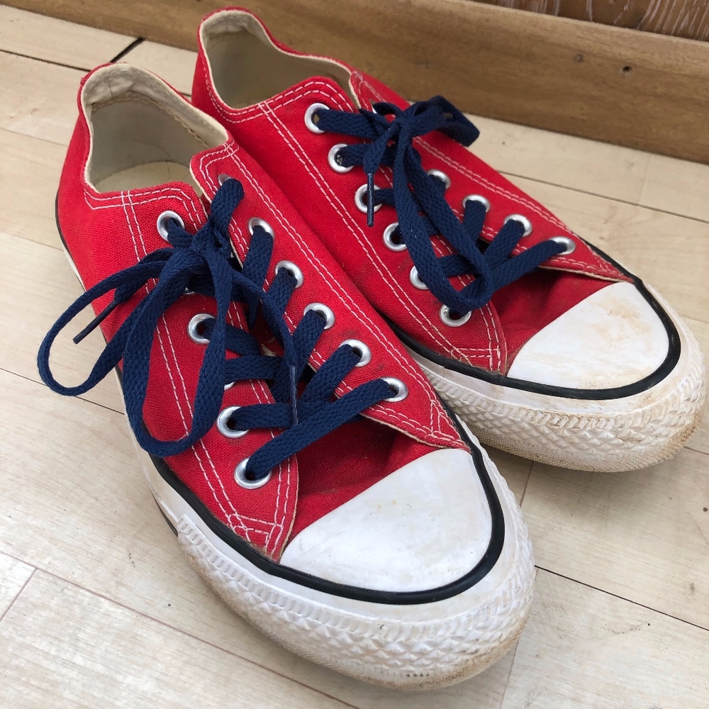 Red Converse with Navy Laces